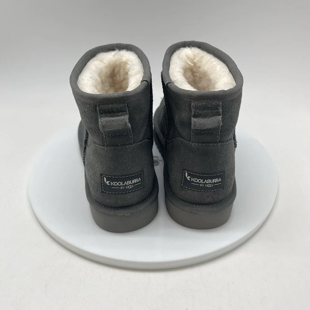 Koolaburra by UGG Mini‎ II Boots Womens 5 Gray Suede Short Fur Lined Shoes